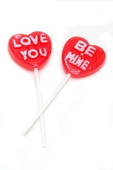 red heart lollipops
