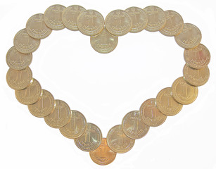 heart from golden money