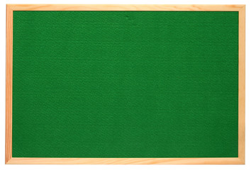 empty green felt notice board, isolated on a white