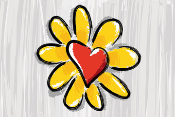 heart flower greeting card