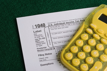 income tax form with calculator