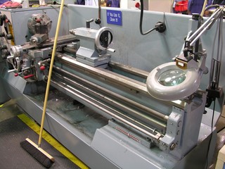 lathe in a machine shop.