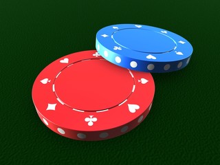 blauer und roter jeton