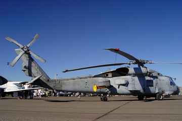 Fototapeta na wymiar Military helicopter, air show