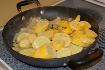 squash and onions