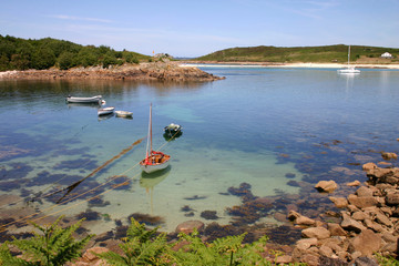 calm sea at st. agnes, isles of scilly.