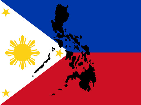 Map Of Philippines And Filipino Flag Illustration