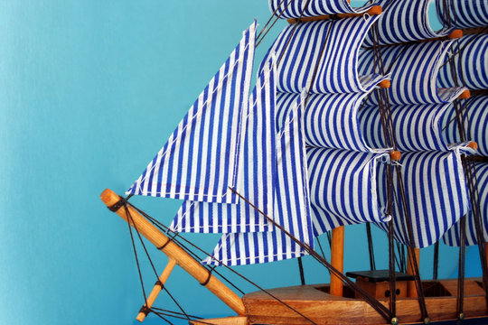 toy sailing boat on white background