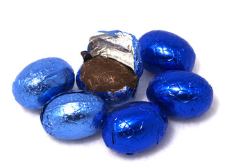 blue chocolate easter eggs