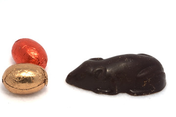 chocolate mouse and easter eggs