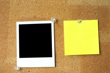 blank post-it and polaroid