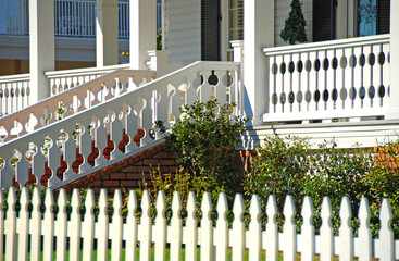 picket fence at front porch