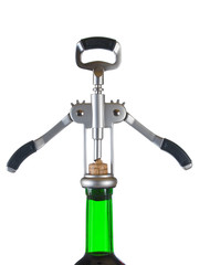 corkscrew and bottle of wine