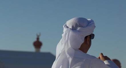 arabic man and mosq crescent