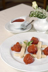 cream of wheat with a strawberry