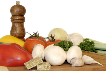 pasta ingredients, vegetables