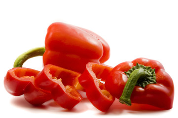 side view of red peppers