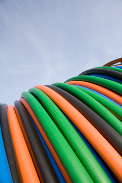 orange, blue, green telecommunication cables