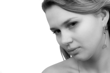 portrait of the sexual young woman on a white background