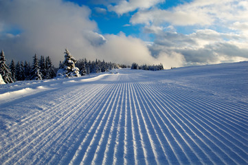 Fototapeta na wymiar stok narciarski gotowy dla narciarzy