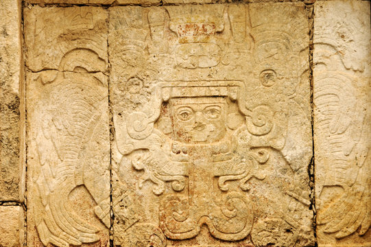 maya hieroglyphs. Chichen-Itza, Mexico