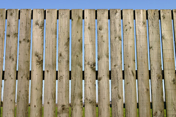 close up of a wooden perimeter fence.