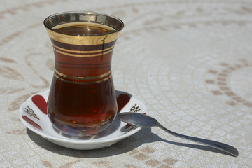 traditional hot black turkish tea - 2343231