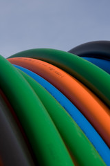 orange, blue, green telecommunication cables