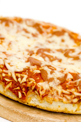 pizza with salami isolated on white