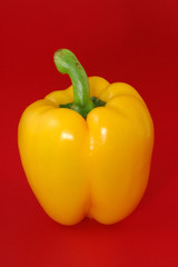 yellow sweet bell pepper over red background