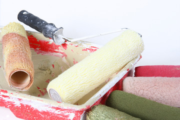 used and new paint rollers