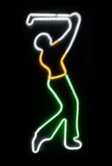 neon of golfer