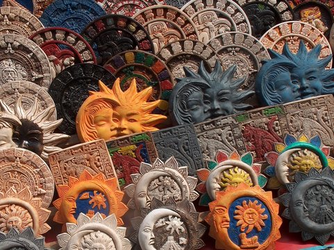 souvenirs, sonne, mond, sonnenkalender, mayas