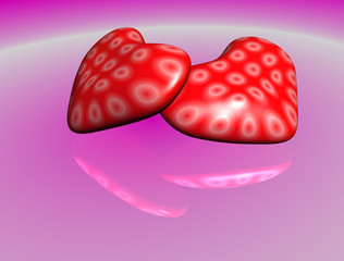 red hearts on gradient pink