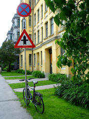 bicycle with sign