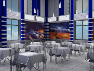interior of a hall of cafe