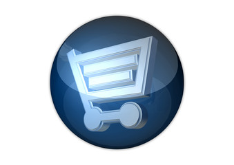 shopping cart 3d icon aqua button