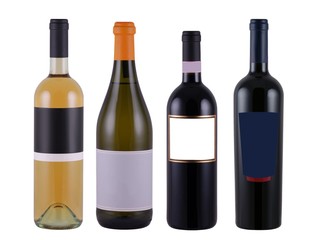 bottles of wine with blank label