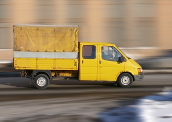 yellow truck lorry cargo carrier