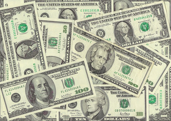 ddollar bills on a white background.