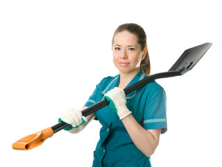 woman with spade
