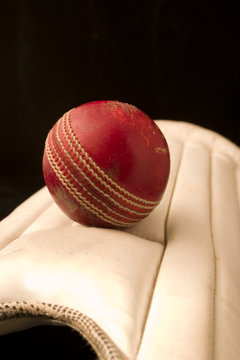 cricket ball and pads