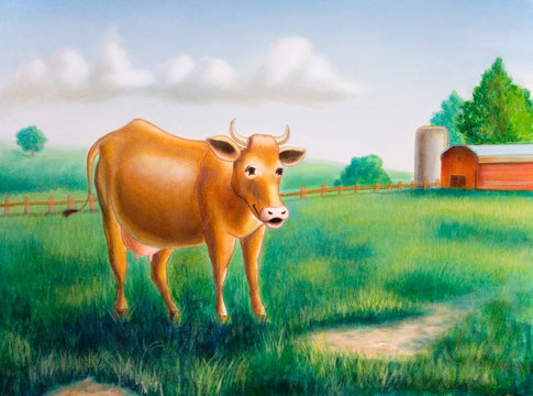 cow and farm