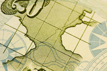 compass & map (portuguese escudo close up)