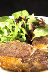 steak and salad