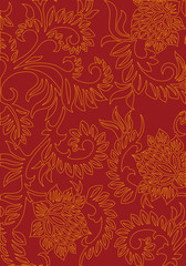 Fototapeta premium abstract floral decorative background on red color, vector illus