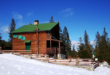 chalet in in winter