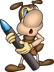 ant with wax-crayon