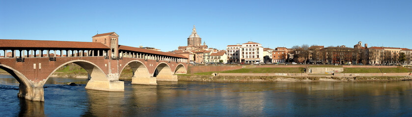 ponte vecchio panorama, pavia, italy