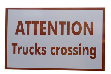road warning sign for trucks crossing